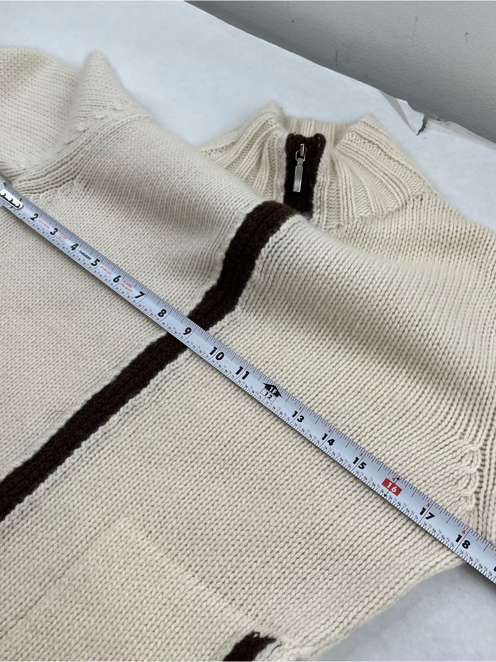 Effetto.F 100% Cashmere Cream Brown Full Zip Sweater Women’s M 8 - Picture 7 of 9